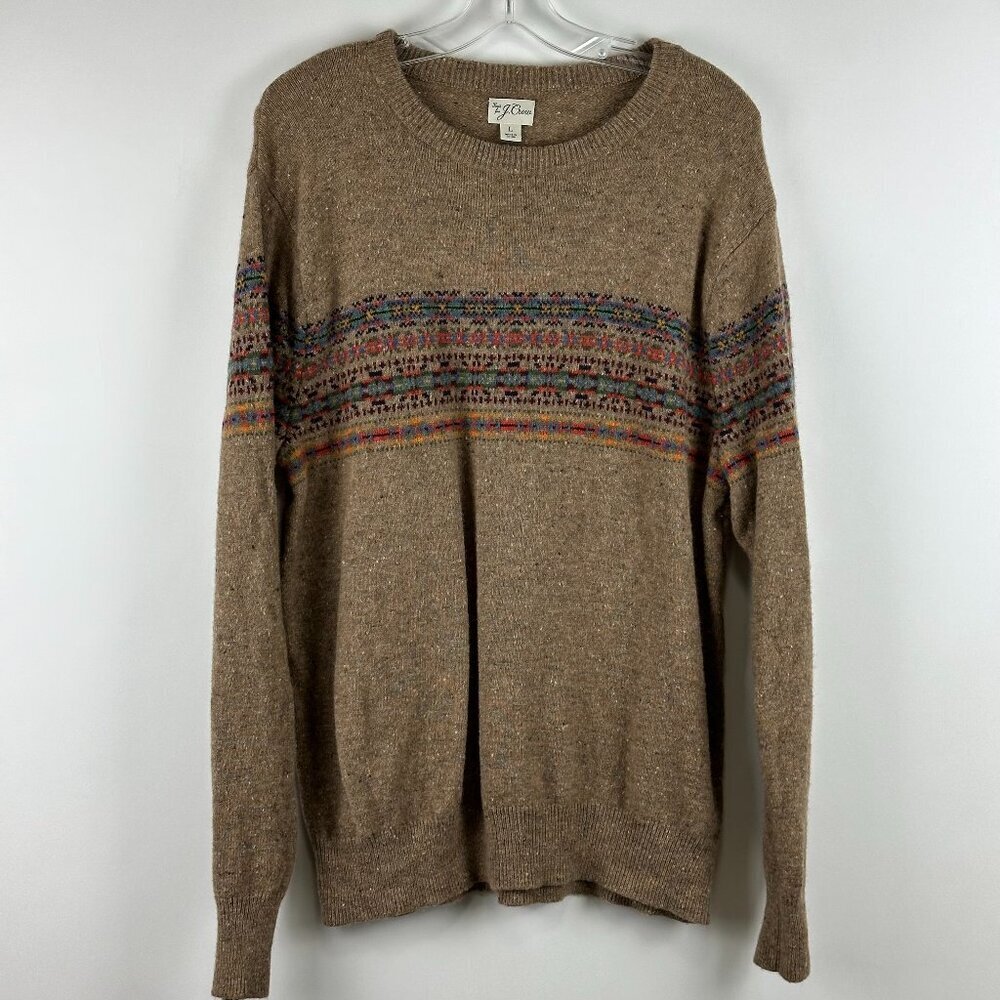 J. Crew Men's Fair Isle Merino Blend Knit Crewneck Long Sleeve Sweater